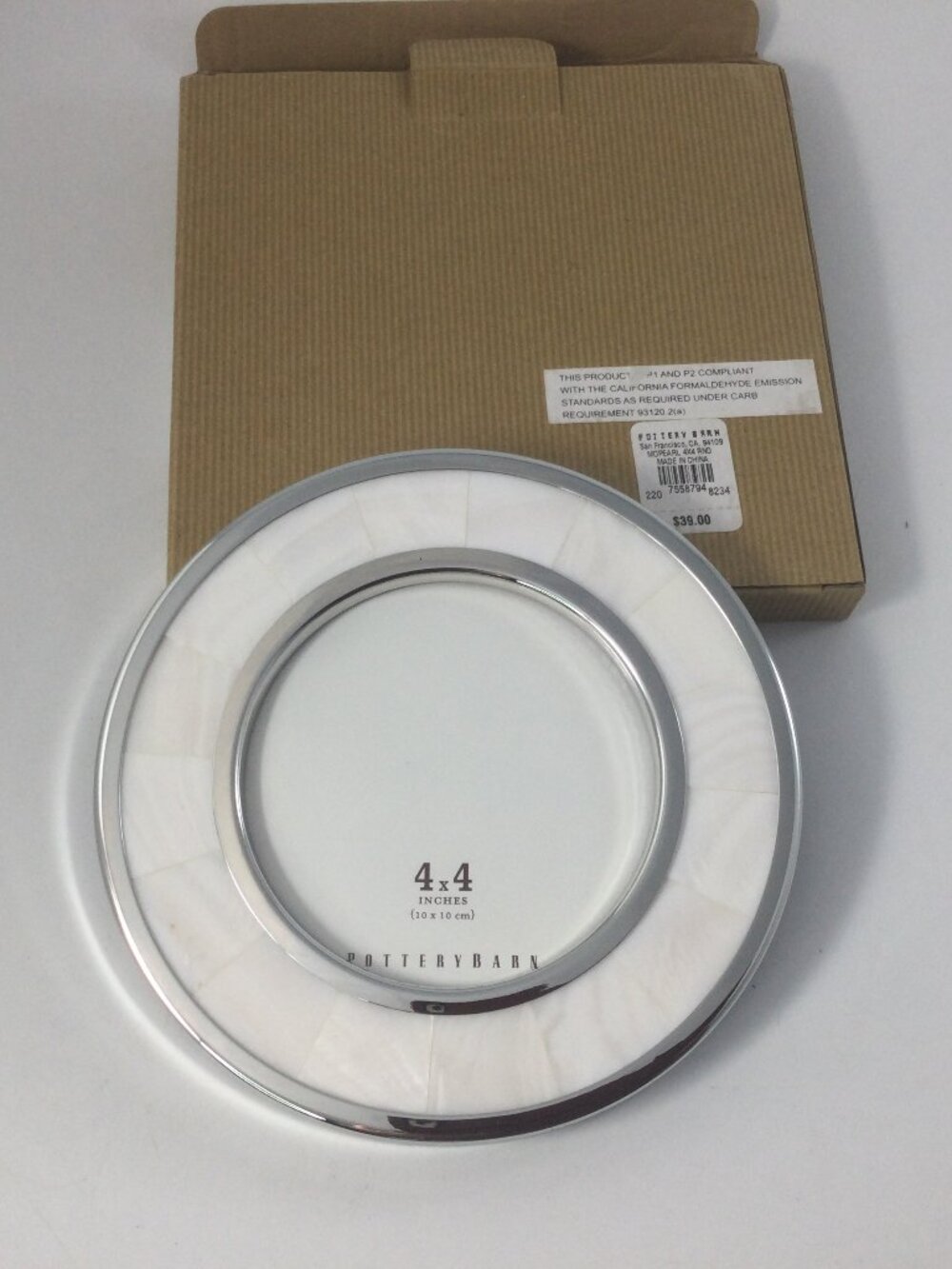 Pottery Barn Mother of Pearl Round Hanging Frame 6" White Silver Gosia's Store (